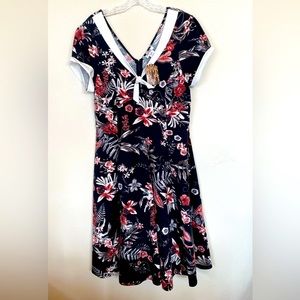 Unique Vintage adorable knit print A-Line dress, NWT